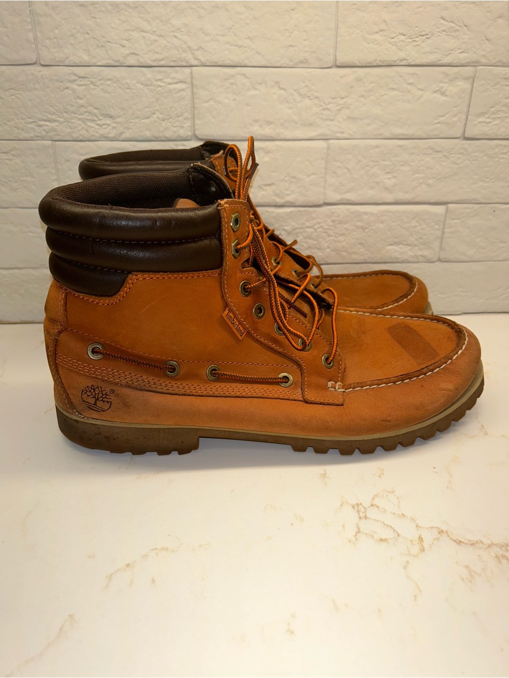 Timberland Oakwell 7-Eye Moc Toe Mens 13 Brown Papri Leather Work Boots 6117A